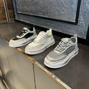 2025 New Retro Men's Casual Shoes Street Trend Breathable Thick Soled Mesh Shoes Light and Low Top