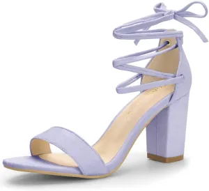 Allegra K Women's Tie Up Strappy Heels Chunky High Heels Sandal