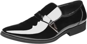 Casual Slip on Dress Shoes Men Non Slip Arch Suport Walking Shoes Comfortable Business Formal Loafers Men Patent Leather Shoe Elegant Pointed Toe Dating Shoe Daily Work Office Loafers
