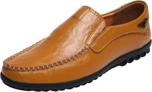 Flat Loafer for Men Leather Slip On Business Dress Shoes Driving Casual Boat Soft Shoes Leather Shoes Mens 12