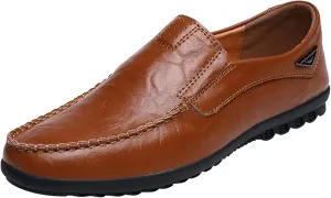 Flat Loafer for Men Leather Slip On Business Dress Shoes Driving Casual Boat Soft Shoes Leather Shoes Mens 12