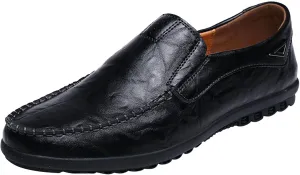 Flat Loafer for Men Leather Slip On Business Dress Shoes Driving Casual Boat Soft Shoes Leather Shoes Mens 12