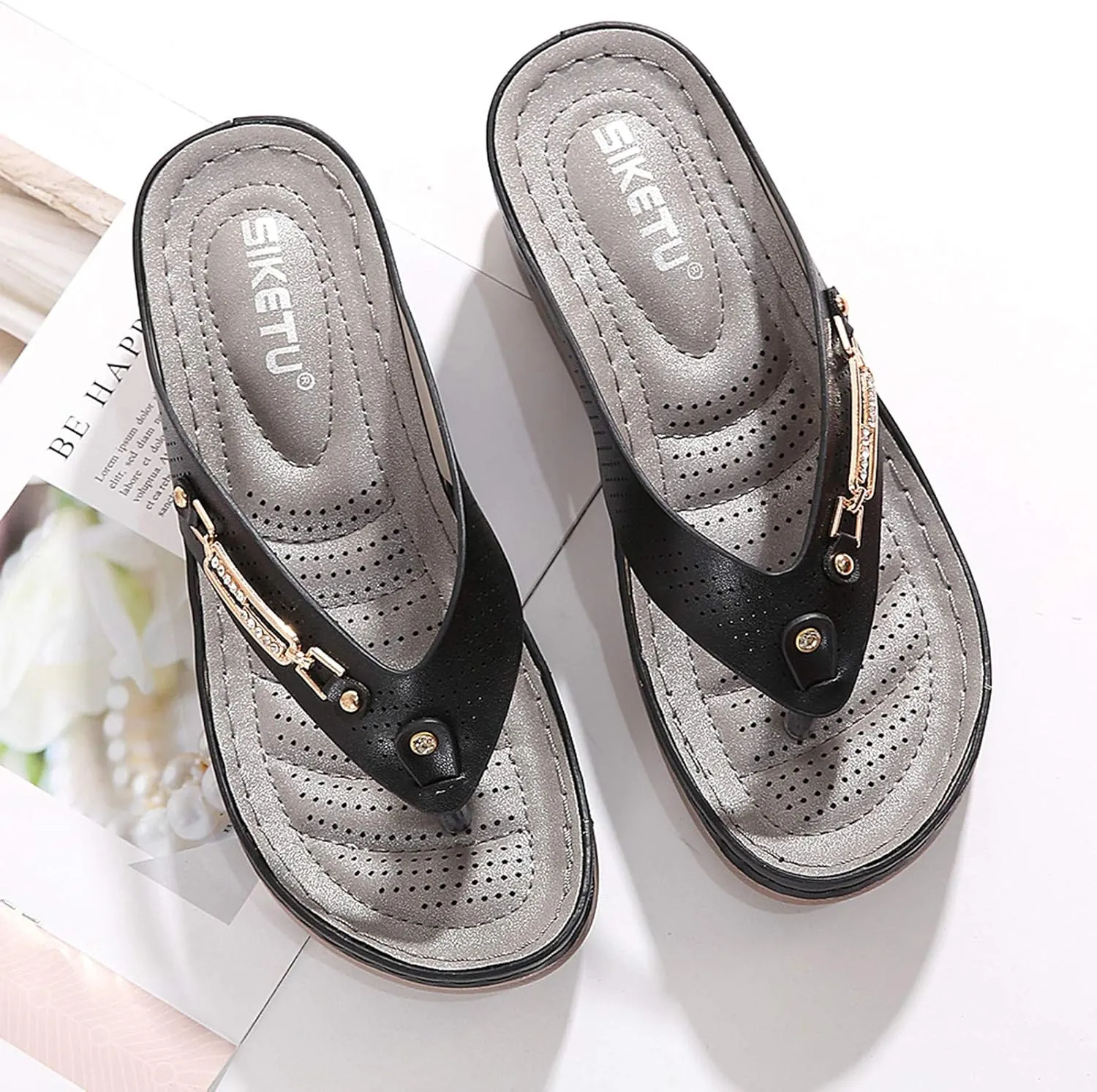Flip Flops Women Comfort Beach Thong Sandals Indoor Outdoor Sandals for Women Comfort Walking Summer Beach Thong Sandals