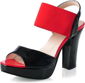 Gicoiz Women Chunky High Heels Floral Ankle Strap Sandals