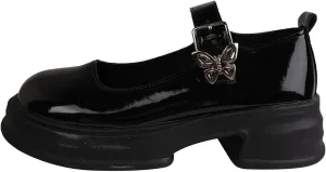 Girls Round Toe Ankle Strap Mary Jane School Shoes Chunky Platform xford Dress Shoes Fashion Soft Leather Pumps