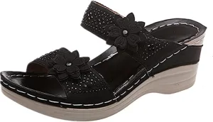 Lausiuoe Orthopedic Sandals For Women Arch Support Dressy Low Wedge Orthotic Flip Flops Flat Feet Comfortable Walking Shoes