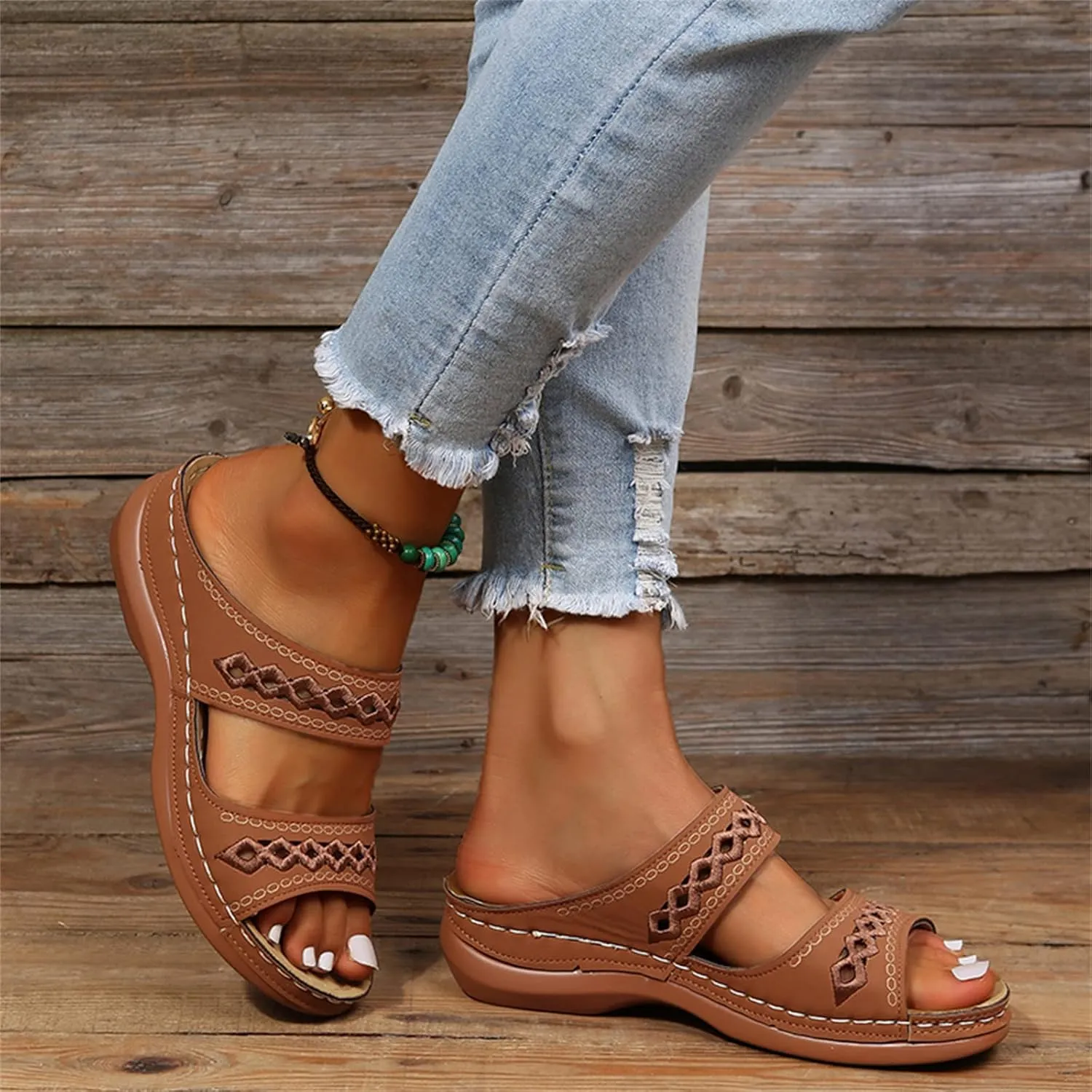 Lausiuoe Orthopedic Sandals For Women Arch Support Dressy Orthotic Flip Flops Comfortable Walking Summer Cute Slides Slippers