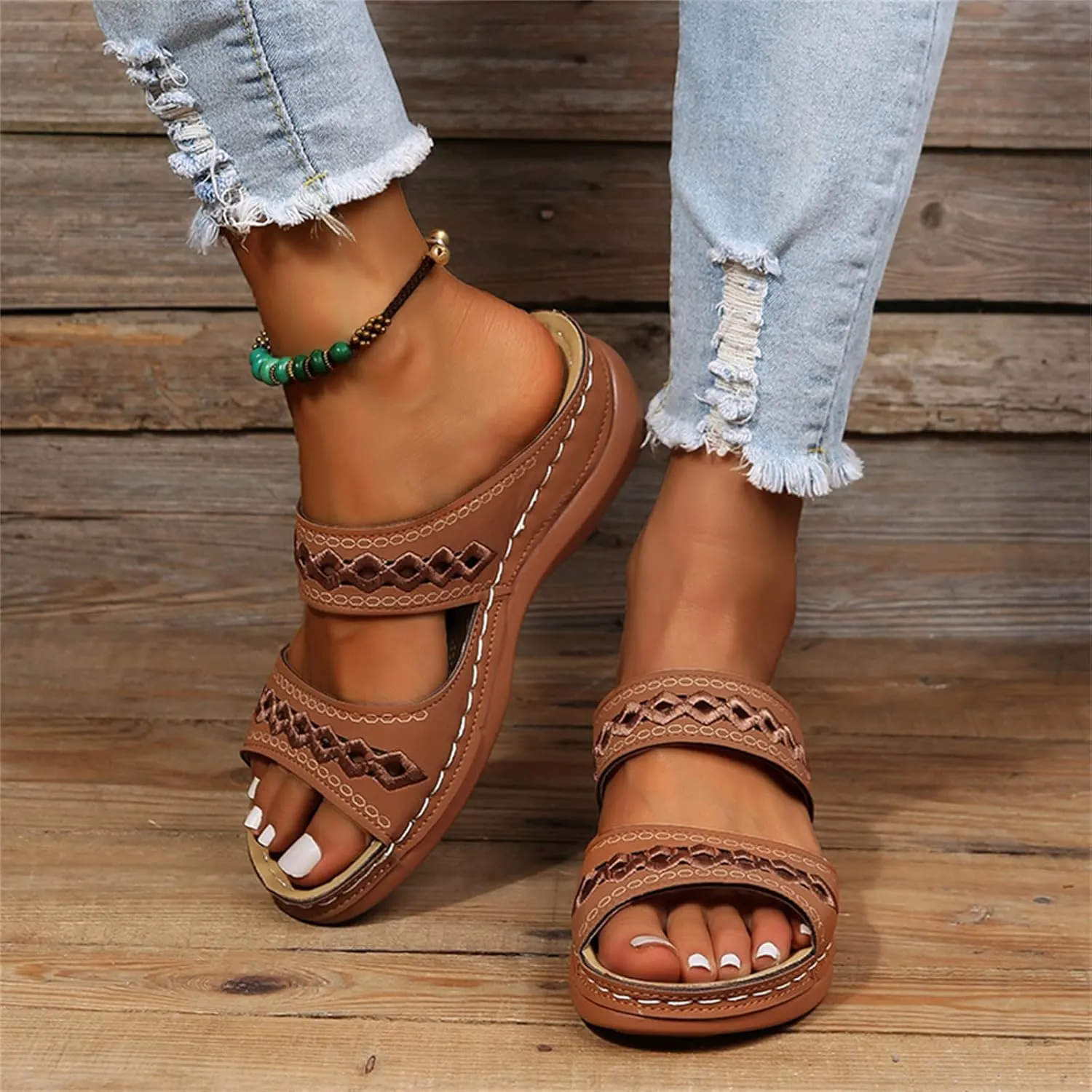Lausiuoe Orthopedic Sandals For Women Arch Support Dressy Orthotic Flip Flops Comfortable Walking Summer Cute Slides Slippers