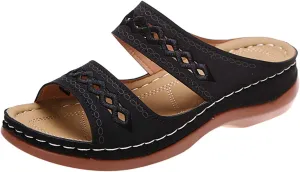 Lausiuoe Orthopedic Sandals For Women Arch Support Slide In Comfortable Wide Width Orthotic Casual Dressy Summer Sandals