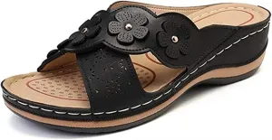 Lausiuoe Orthopedic Sandals For Women Plantar Fasciitis Arch Heel Support Comfortable Dressy Casual Summer Orthotic Slides