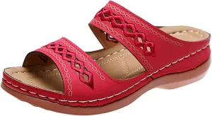 Lausiuoe Orthopedic Sandals For Women Plantar Fasciitis Arch Heel Support Orthotic Flip Flops Low Wedge Comfortable Slides