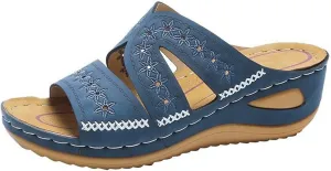 Lausiuoe Orthotic Sandals For Women With Arch Support Low Wedge Comfortable Orthopedic Flip Flops Dressy Summer Casual Slides