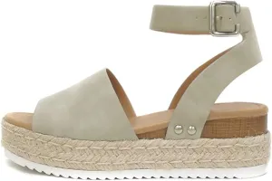 Lausiuoe Wedge Sandals For Women Dressy Summer Open Toe Ankle Strap Platform Espadrille Sandals Casual Strappy Dress Shoes