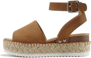 Lausiuoe Wedge Sandals For Women Dressy Summer Open Toe Ankle Strap Platform Espadrille Sandals Casual Strappy Dress Shoes