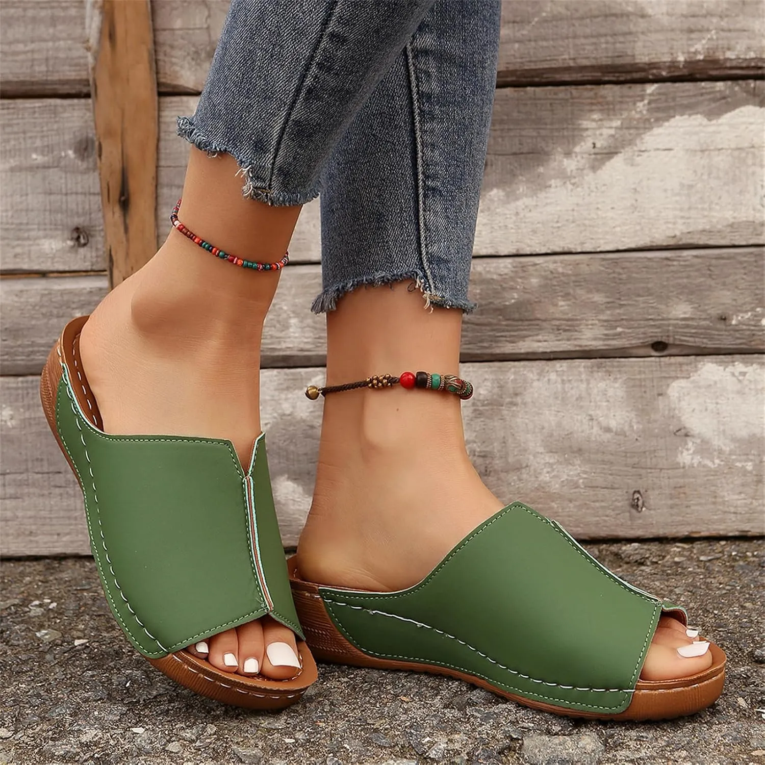 Lausiuoe Women's Sandals Comfortable Cute Orthopedic Slippers Dressy Casual Summer Arch Support Orthotic Slides Walking Shoes
