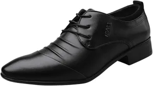 Mens Business Dress Shoes Black Casual Male Leather Men Shoe Wedding Suit Business Shoes Comfortable Lace Shoes Men's Leather Shoes Men's Dress Shoes Brown Loafer (Black, 41)