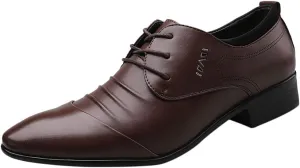 Mens Business Dress Shoes Black Casual Male Leather Men Shoe Wedding Suit Business Shoes Comfortable Lace Shoes Men's leather shoes Men's Dress Shoes Brown Loafer (Brown, 45), 10