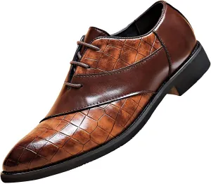 Men's Business Lace Up Shoes Casual Solid Leather Fashion Tan Leather Breathable Comfortable Dress Shoes