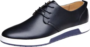 Mens Casual Business Shoes Mens Leather Oxfords Shoe Non Slip Flat Walking Sneakers Classic Matte Leather Shoes Lightweight Dress Shoe Men Lace Up Comfortable Sneakers Men Round Toe Derby