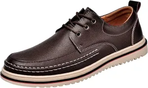 Men's Casual Loafers Non Slip Low Top Loafers Comfortable Walking Leather Sneakers Mens Flat Dress Shoes Supple Business Formal Shoes for Men Daily Work Shoe Durable Sole