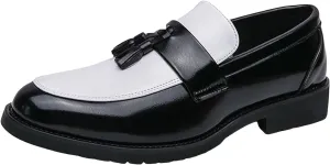 Mens Casual Weding Loafers Arch Support Loafers with Comfort Non Slip Thick Sole Black White Business Leather Shoes for Men Waterproof Dress Shoes Slip on Formal Footwear for Daily Work