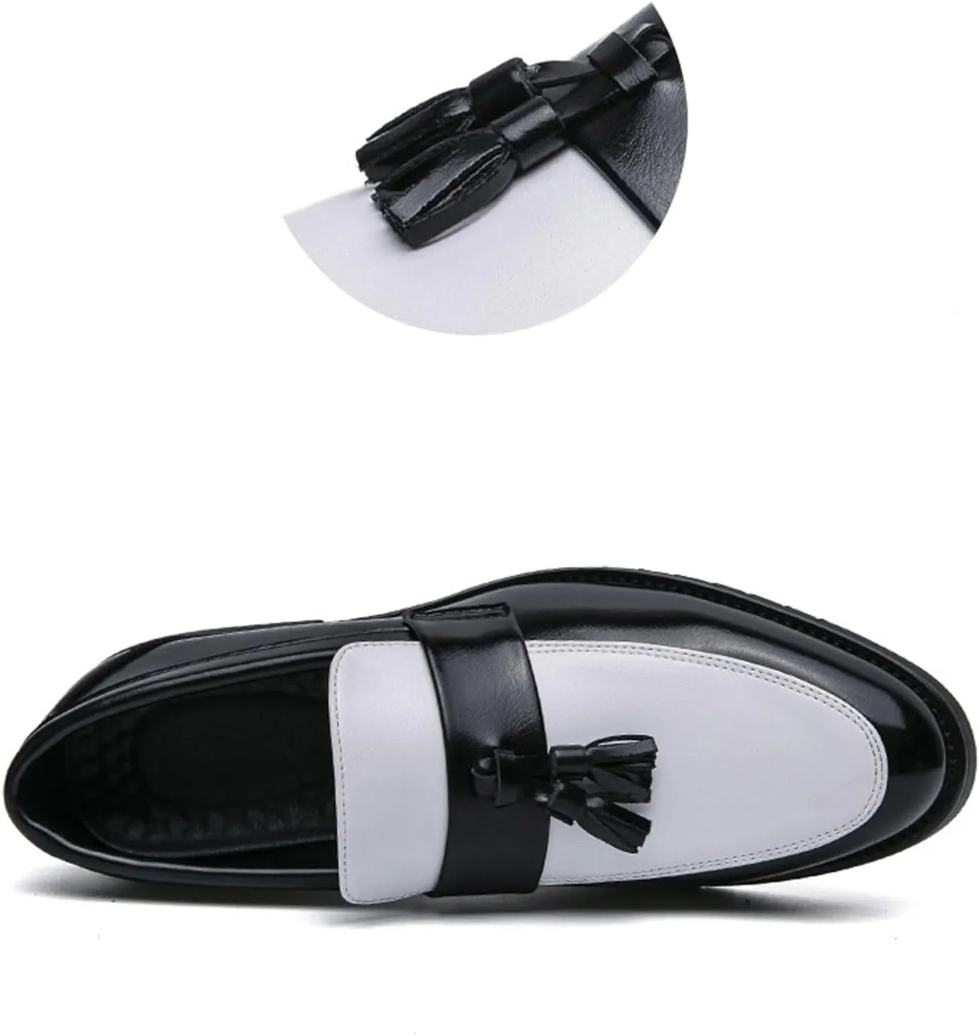 Mens Casual Weding Loafers Arch Support Loafers with Comfort Non Slip Thick Sole Black White Business Leather Shoes for Men Waterproof Dress Shoes Slip on Formal Footwear for Daily Work
