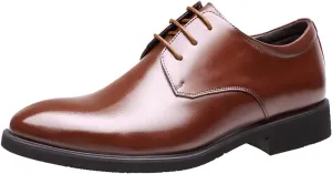 Mens Classic Plain Toe Oxfords Shoes Arch Support Business Formal Shoes Matte Leather Dress Shoe Men Pointed Toe Retro Dress Derby Durable Work Office Footwear Elegant Dating Suit Shoe Men