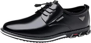 Mens Comfortable Flat Leather Shoes Casual Flat Oxfords Arch Support Walking Oxfords Retro Business Formal Shoes Lace up Black Dress Shoe Durable Leather Footwear Men Fashion Work Office Derby