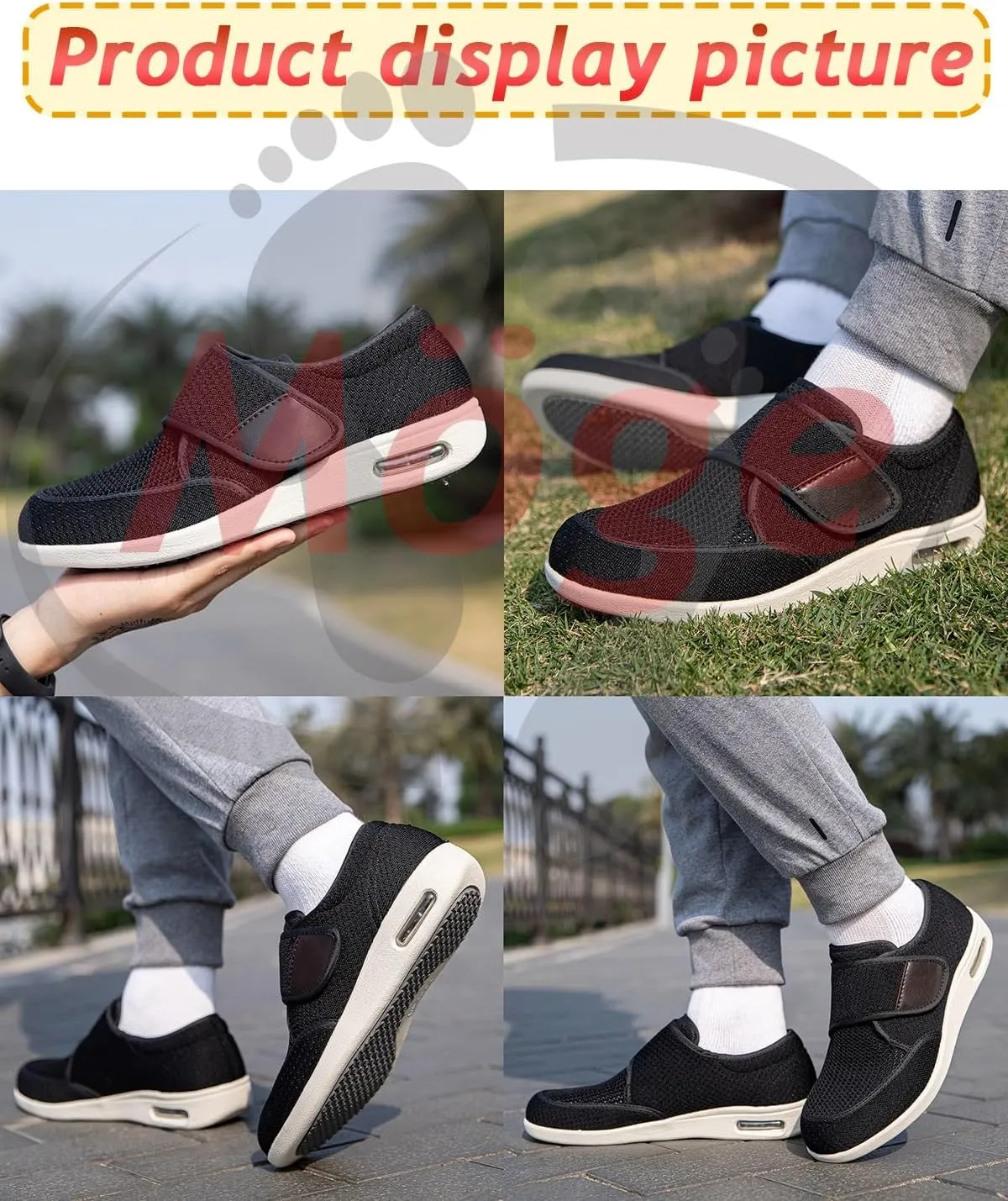 Mens Extra Wide Fit Orthopedic Sneakers with Arch Support - Comfortable Slip-On Athletic Shoes for Road Running and Daily Wear