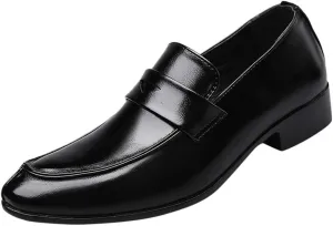 Mens Slip on Dress Loafers Comfortable Walking Loafers Casaul Business Formal Shoes Men Matte Leather Shoes Pointed Toe Black Dress Shoe Arch Supprot Work Office Shoe Dating Footwear