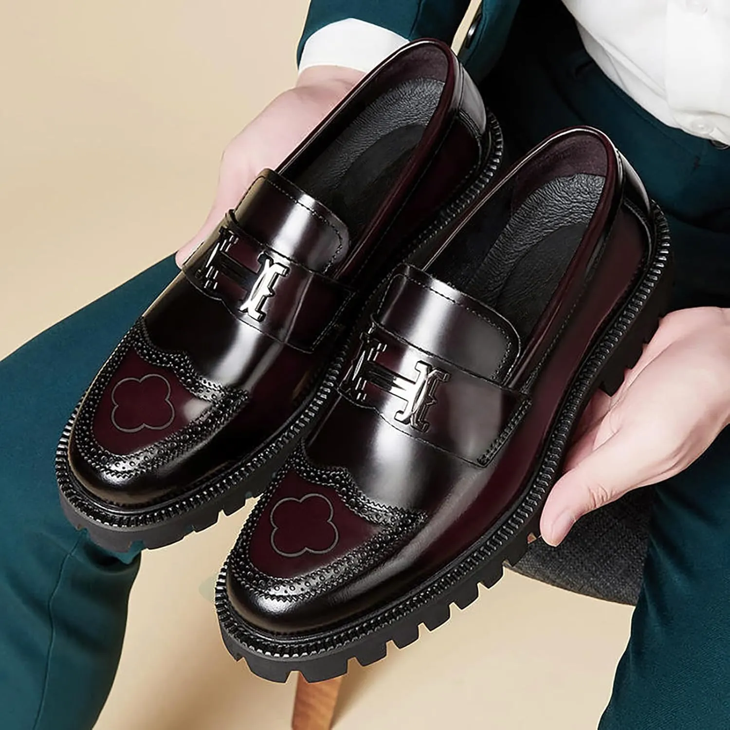 Mens Supple Dress Ankle Boots with Side Zipper Comfortable Low Heel Leather Boots for Men Matte Single Buckle Leather Shoes Mens Casual High Top Shoes Arch Support Business Footwear