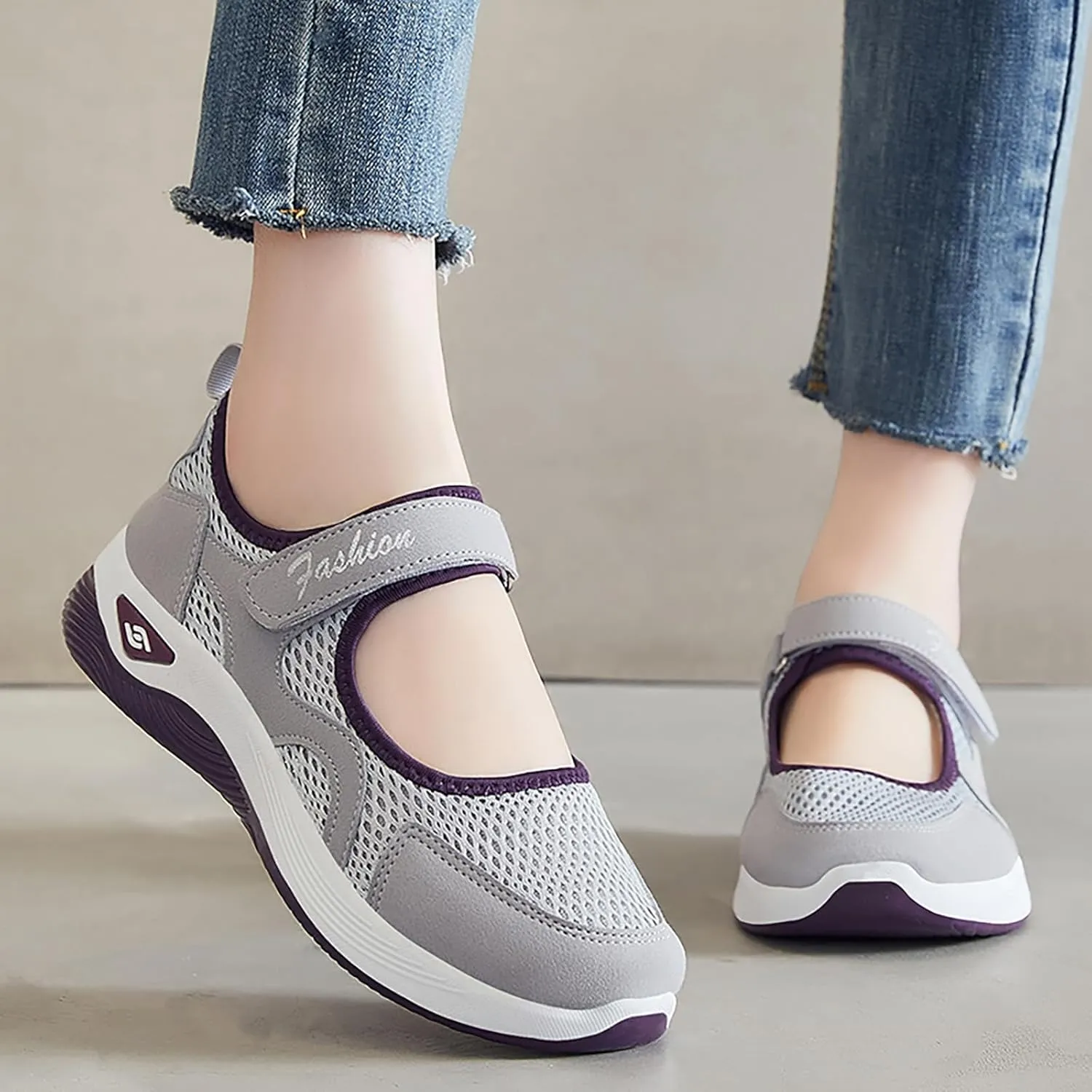 Nurse Shoes for Women Comfortable Walking Shoe Non Slip Adjustable Orthopedic Shoes Breathable Working Flats Nursing Mary Jane Sneakers Casual Lightweight Sneaker