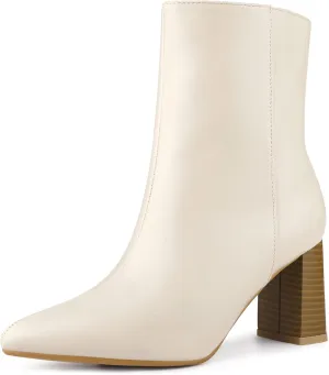 Perphy Pointed Toe Boots Block High Heels Ankle Booties for Women