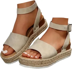 Platform Sandals Women Dressy Wedge Sandals Open Toe Espadrilles Slip on Ankle Strap Casual Summer Dress Shoes 2025