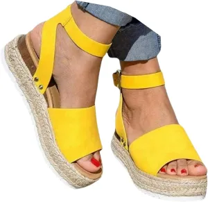 Platform Sandals Women Dressy Wedge Sandals Open Toe Espadrilles Slip on Ankle Strap Casual Summer Dress Shoes 2025