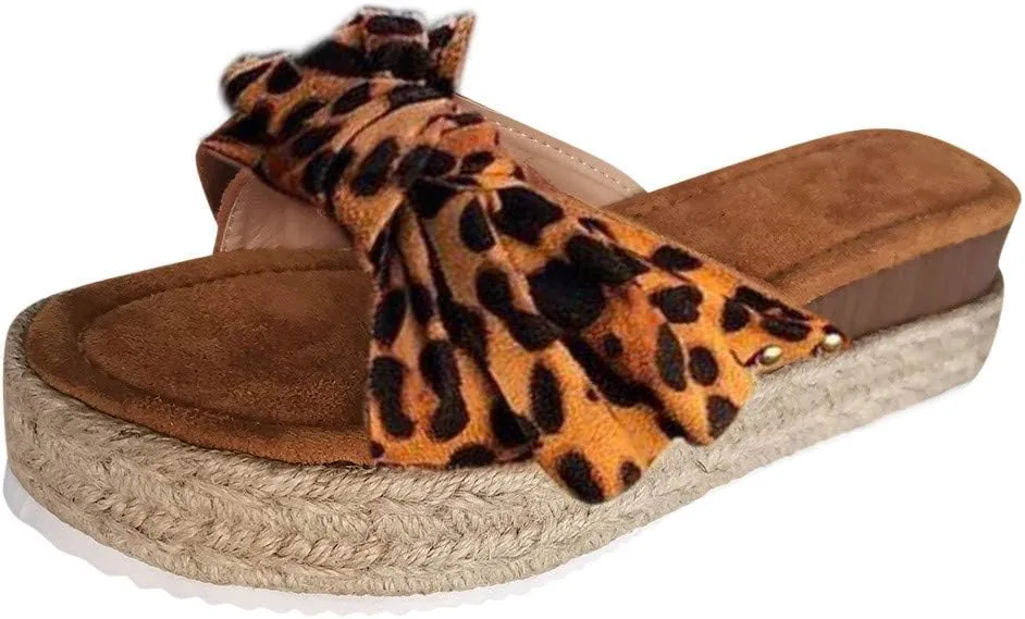 Sandals for Women Flip Flop,Womens Slides Sandals Slip on Bowknot Cute Slippers Summer Beach Flip Flop Wide Width