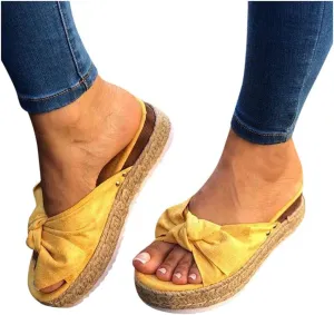 Sandals for Women Flip Flop,Womens Slides Sandals Slip on Bowknot Cute Slippers Summer Beach Flip Flop Wide Width