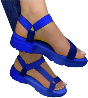 Sandals for Women Wide Width,Open Toe Crystal Ankle Strap Platform Casual Summer Espadrilles Flatform Wedge Sandals