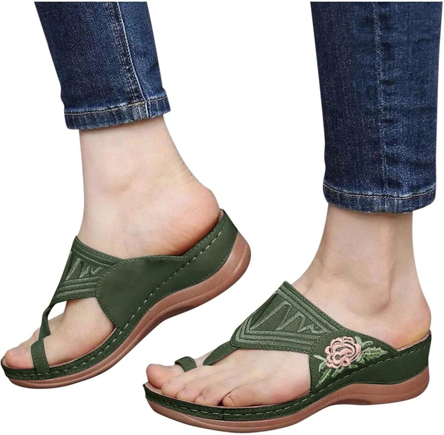 Sandals for Women Women's Non-Slip Casual Arch Support Flip Flops Flip Flop Comfort Walking Summer Beach Thong Sandals