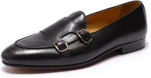 Santimon Men's Loafers Slip On Dress Casual Prom Suit Shoes Genuine Leather Monk Strap Penny Loafers Mens Fashion Wedding Tuexdo Business Formal Loafer Comfortable Walking Shoes