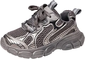 Summer Fashionable Sports Shoes Thick Soled Bottom Non Slip Mesh Breathable Lace Adjustable Kids Dress Shoes