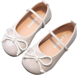 Toddler Girl Mary Jane Dress Shoes Little Girl School Shoes Non Slip Soft Sole Leather Shoes Bowknot Flat Shoes