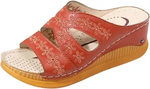 Wide Width Wedges for Women Slip On Open Toe Platform Sandals Summer Casual Comfortable Beach Shoes
