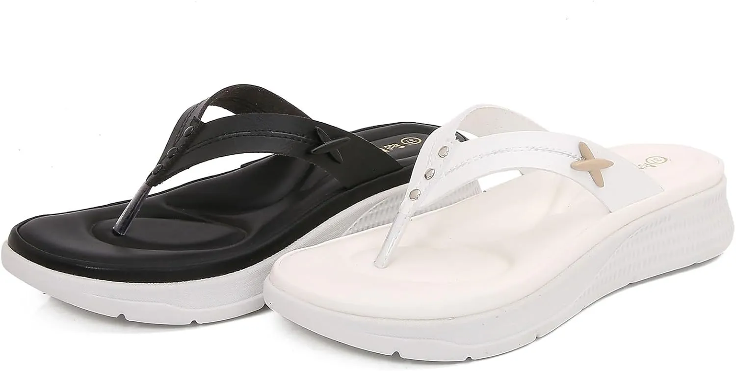 Women Shoes Comfortable Thick Sole Wedge Flip Flops Fashionable Outdoor Beach Bohemian Sandals for Women Summer Wear