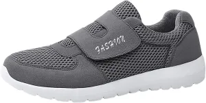 Women's 2023 New Hook Loop Solid Color Fly Woven Mesh Breathable Running Shoes Man Shoes for Men (Grey, 7)