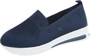 Womens Wedge Walking Shoes Flatform Loafers for Women 2025 Casual Summer Slip-On Comfortable Closed Toe Woven Breathable Work Walking Shoes