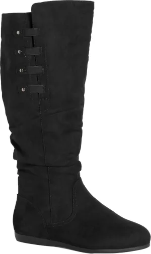 Women's Wide Fit District Faux Suede Gathered Tall Boot Fashion