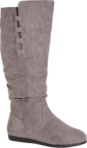Women's Wide Fit District Faux Suede Gathered Tall Boot Fashion
