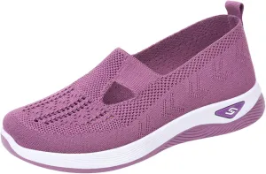 Women's Woven Orthopedic Breathable Soft Shoes Go Walking Slip on Diabetic Foam Shoes Hands Free Slip in Sneakers